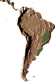 Habitat : Sud du Brésil (Provinces de Bahia, Goias, Minas Gerais, Parana, Santa Catarina et Rio Grande do Sul) et Uruguay (Montevideo).